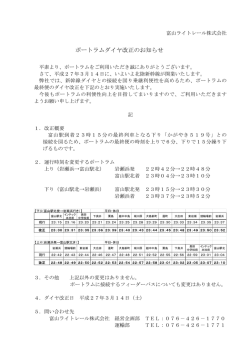 ポートラムダイヤ改正のお知らせ