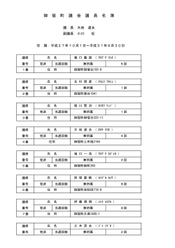 議員名簿（平成27年10月1日）