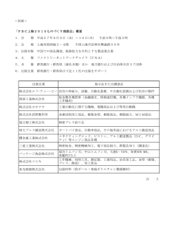 ＜別紙＞ 「FBC上海2015ものづくり商談会」概要 1．会 期