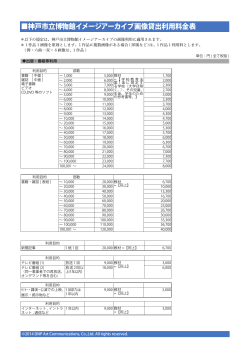 神戸市立博物館イメージアーカイブ画像貸出利用料金表