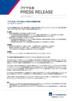 プレスリリースおよび添付資料（主要業績）
