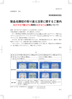 製品名類似の取り違え注意に関するご案内
