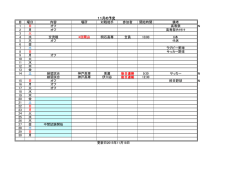 日 曜日 内容 場所 対戦相手 参加者 開始時間 備考 1 日 オフ