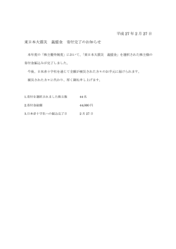 東日本大震災 義援金 寄付完了のお知らせ