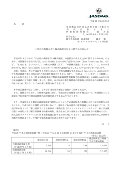 子会社の異動を伴う株式譲渡の完了に関するお知らせ SRAを割当