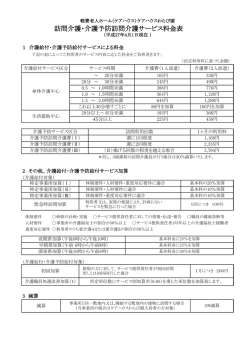 訪問介護・介護予防訪問介護サービス料金表