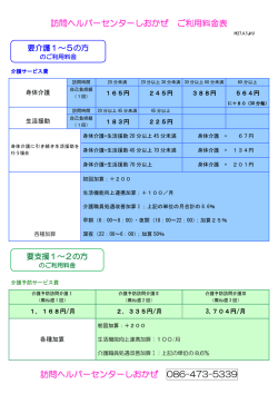 訪問ヘルパーセンターしおかぜ ご利用料金表 訪問ヘルパーセンター