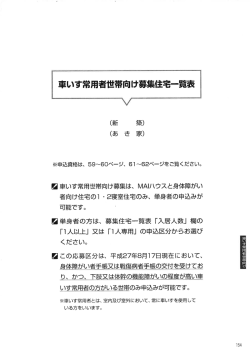 車いす常用者世帯向け募集ー主宅一覧表 〉