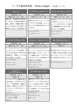 ベーグル製造早見表：Today`s Bagel - 毎日焼くベーグル -
