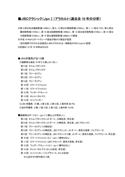 JBCクラシック（JpnⅠ）アラカルト（過去全 10 年の分析）