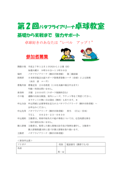 第2回バタフライアリーナ卓球教室 基礎から実戦まで 強力サポート 参加