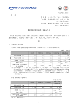業績予想の修正に関するお知らせ