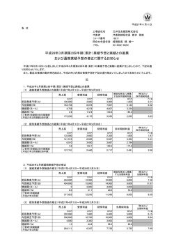 平成28年3月期第2四半期（累計）業績予想と実績との