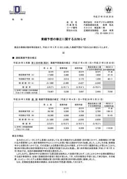 業績予想の修正に関するお知らせ