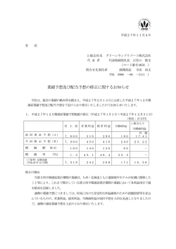 業績予想及び配当予想の修正に関するお知らせ