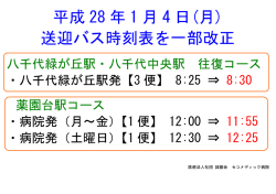 八千代緑が丘駅・八千代中央駅 往復コース ・八千代緑が丘駅発【3 便】 8
