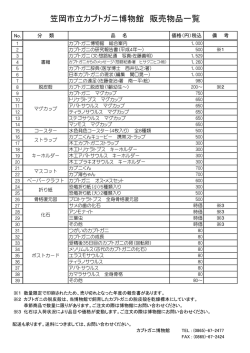 販売物品一覧 [PDFファイル／146KB]