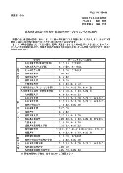 北九州市近郊の4年生大学・短期大学のオープンキャンパスのご案内