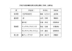 賞 作品名 作者名 市町村 知事賞 EXPRESSION 北